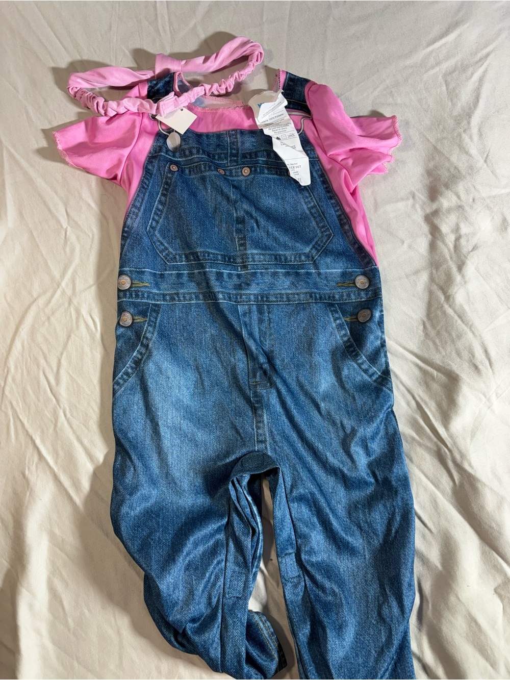 Ms. Rachel Blue Denim Overalls with Pink Top costume